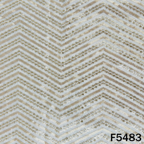 Dyeable Thread Sequins Embroidered Georgette Fabric - F5483