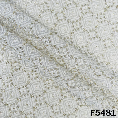 Dyeable Thread Sequins Embroidered Georgette Fabric - F5481