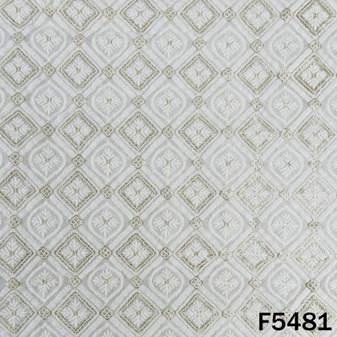Dyeable Thread Sequins Embroidered Georgette Fabric - F5481