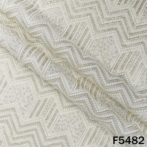 Dyeable Thread Sequins Embroidered Georgette Fabric - F5482