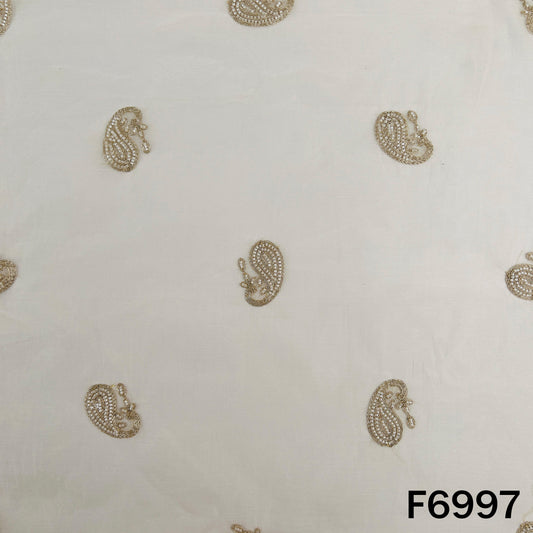 Dyeable Cut Dana Zari Work Chanderi Silk Fabric - F6997