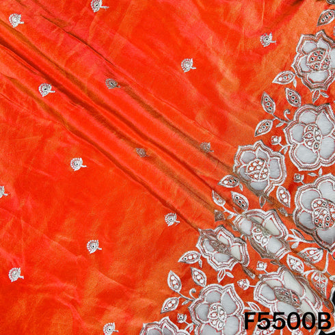 Zari Sequins Faux Mirror Net Patch Work Shimmer Tissue Fabric - F5500