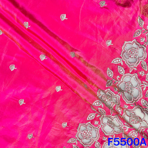 Zari Sequins Faux Mirror Net Patch Work Shimmer Tissue Fabric - F5500