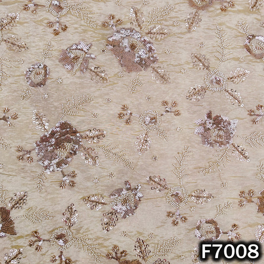 Dyeable Cut Dana Sequins Embroidered Shimmer Tissue Fabric - F7008