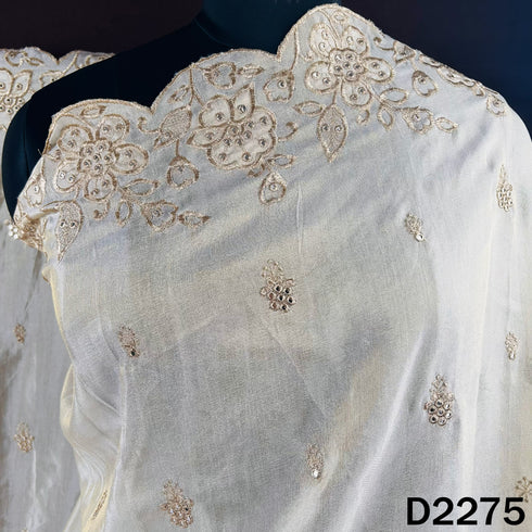 Dyeable Zari Embroidered Faux Mirror Shimmer Tissue Dupatta - D2275