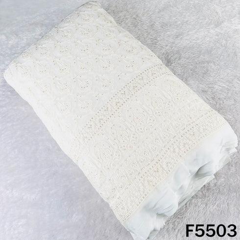 Dyeable Thread Sequins Embroidered Georgette Fabric - F5503