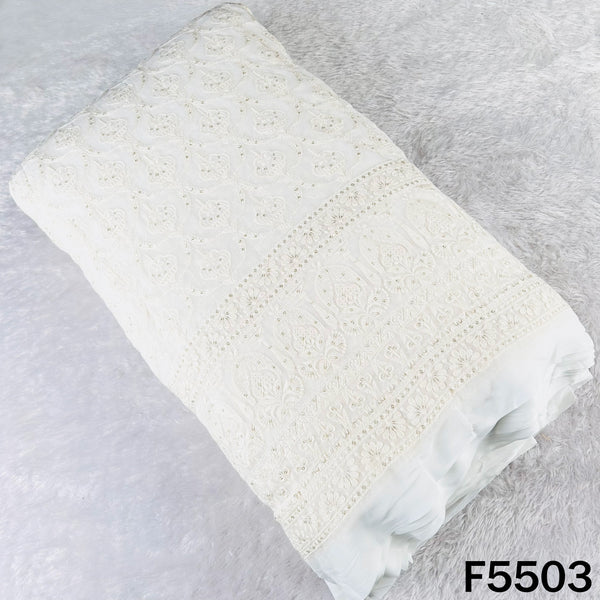 Dyeable Thread Sequins Embroidered Georgette Fabric - F5503