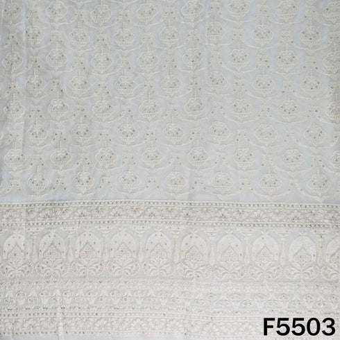Dyeable Thread Sequins Embroidered Georgette Fabric - F5503