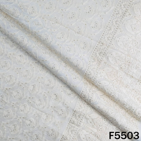 Dyeable Thread Sequins Embroidered Georgette Fabric - F5503