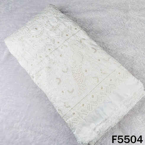 Dyeable Thread Sequins Embroidered Raw Silk Fabric - F5504