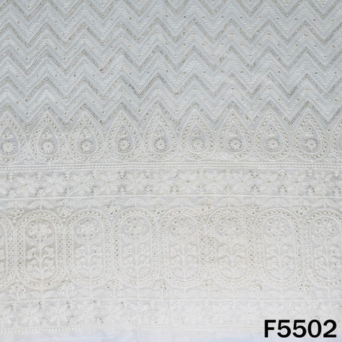 Dyeable Thread Sequins Embroidered Georgette Fabric - F5502
