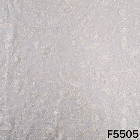 Dyeable Thread Sequins Embroidered Organza Fabric - F5505