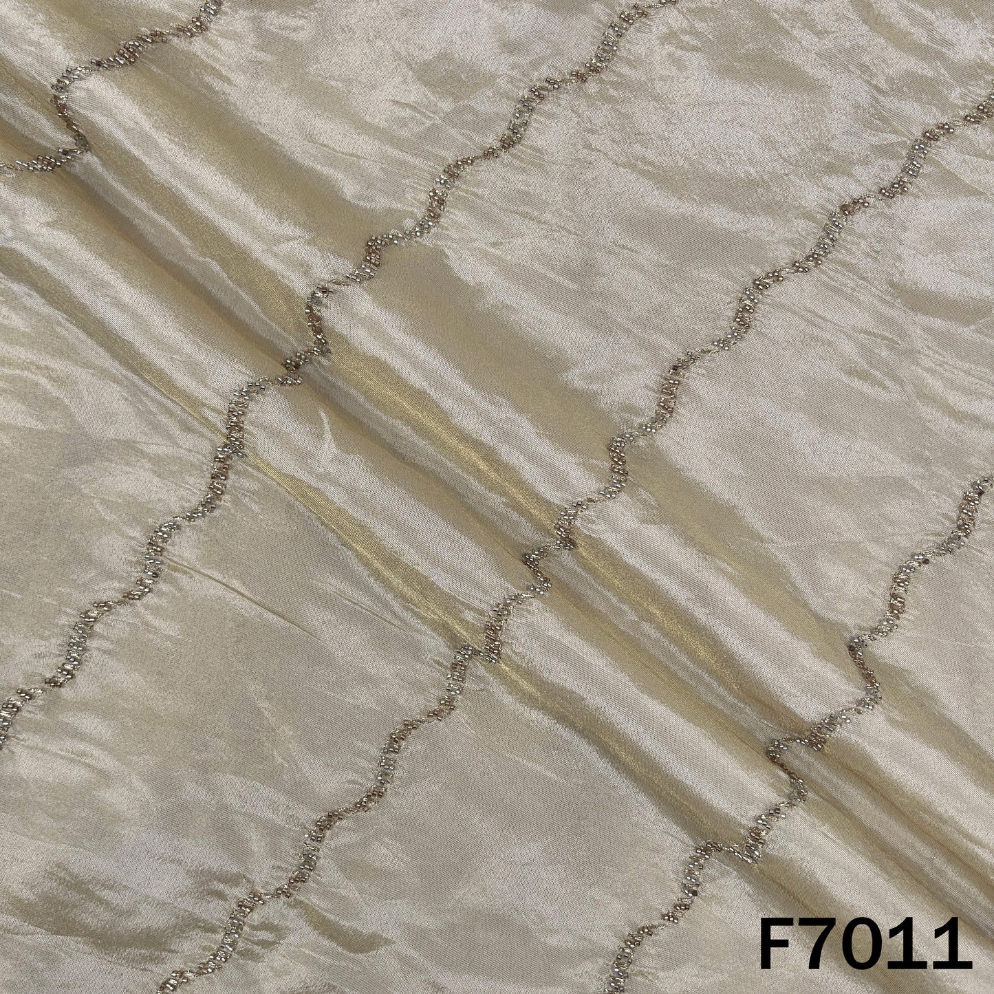 Dyeable Cut Dana Zari Work Shimmer Tissue Fabric - F7011