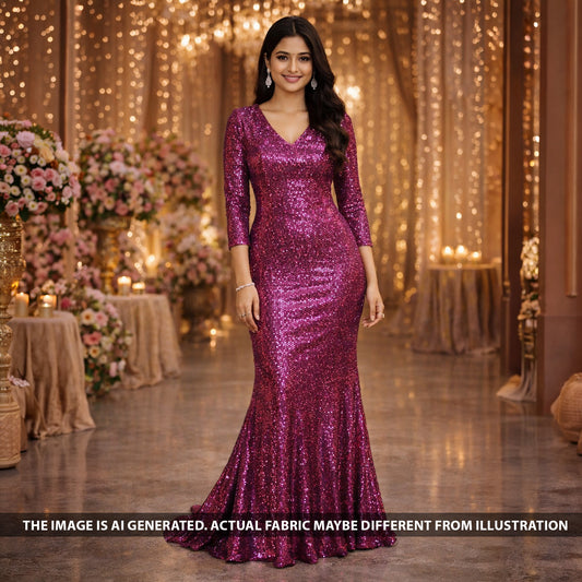 Sequins Work Lycra Net Fabric - F6314