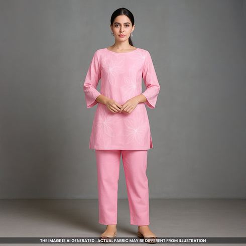 Thread Embroidered Mul Cotton Fabric- F3823