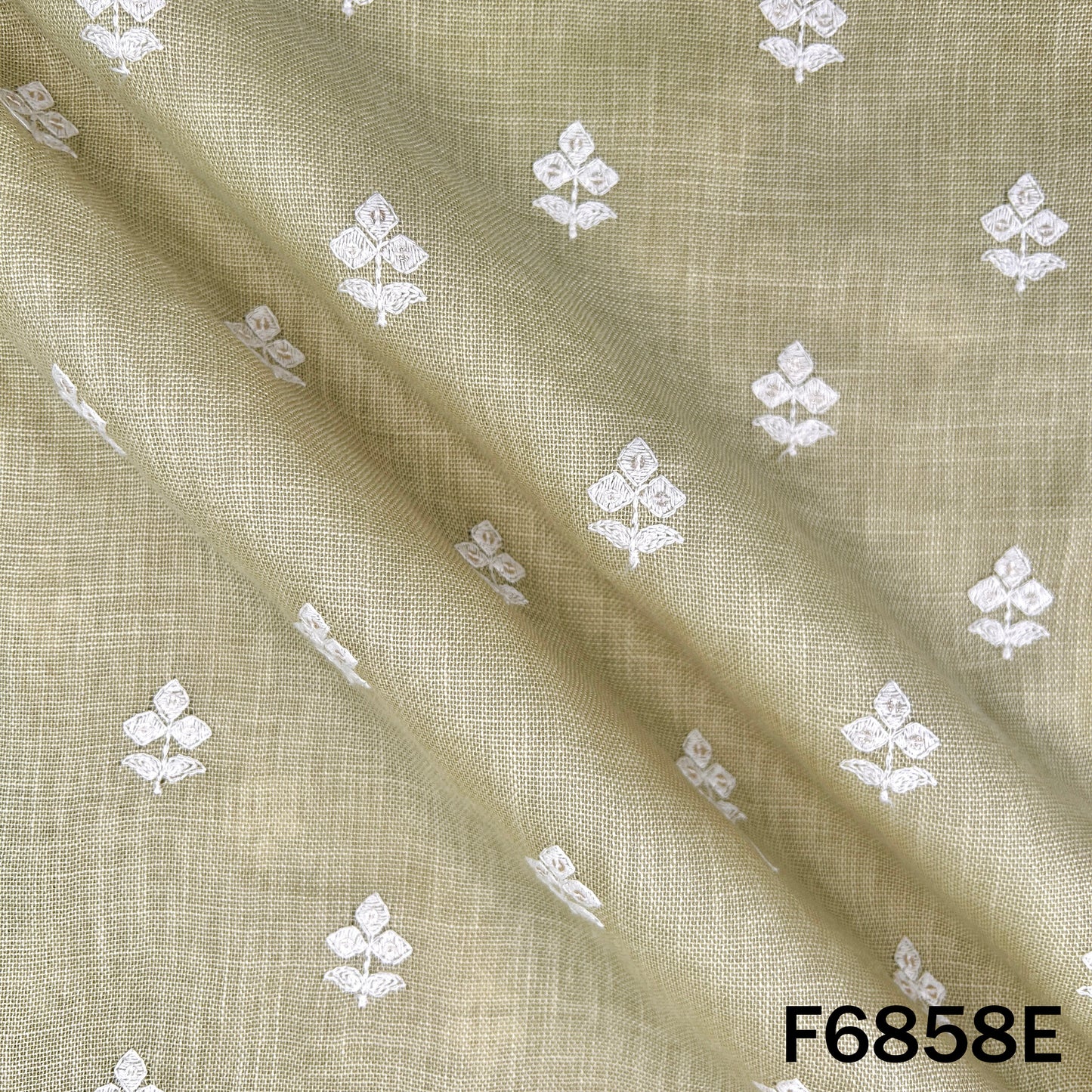 Thread Sequins Work Linen Fabric - F6858
