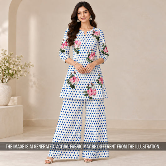 Digital Print Polka Dot Crepe Fabric - F7651