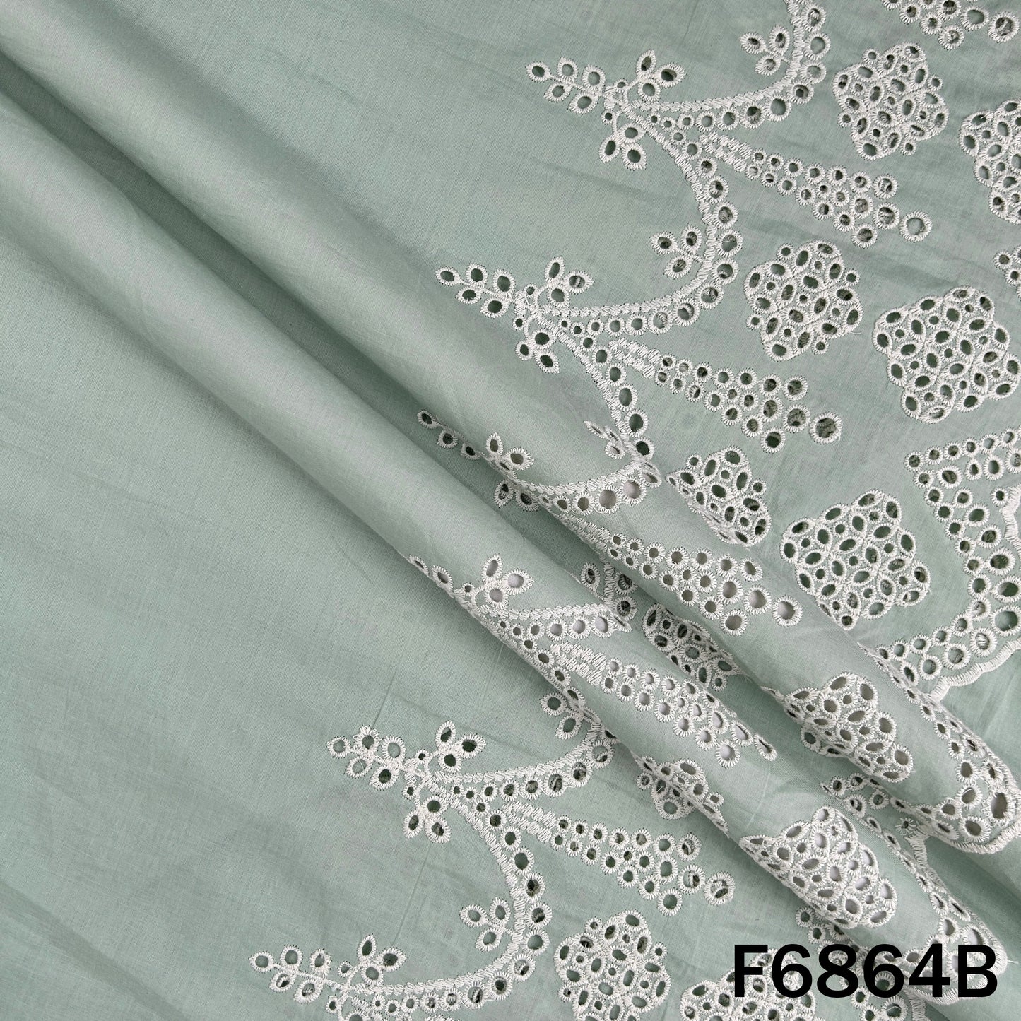 Thread Embroidered Hakoba Cambric Cotton Fabric - F6864