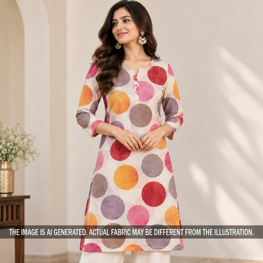 Printed Mukaish Work Pure Chanderi Fabric - F7614