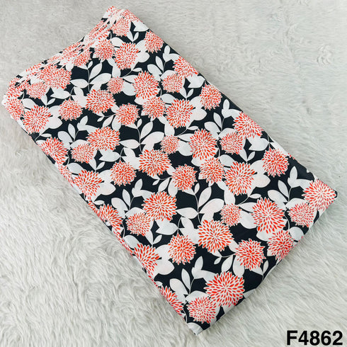 Flower Print Satin Fabric- F4862