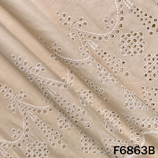 Thread Embroidered Hakoba Cambric Cotton Fabric - F6863