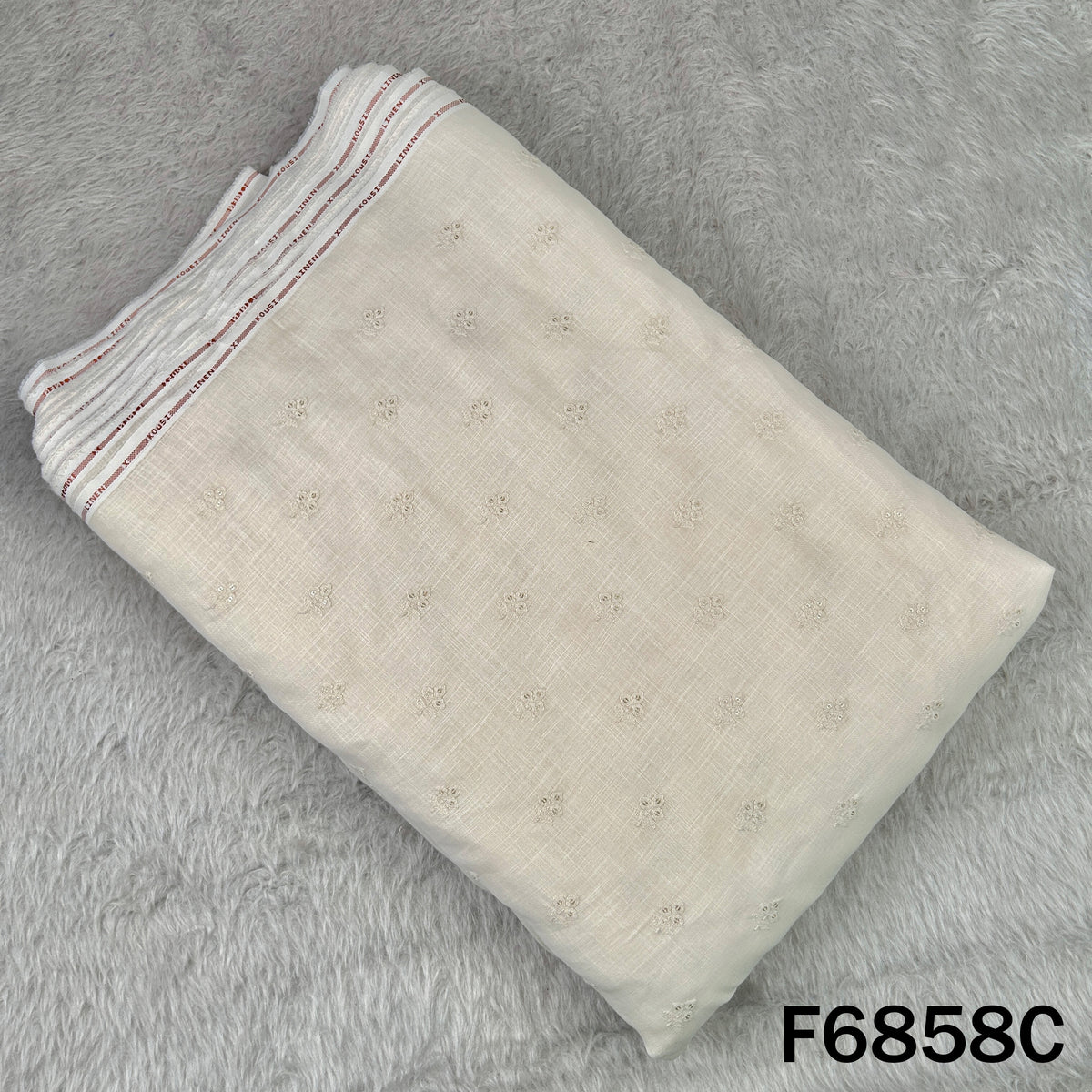 Thread Sequins Work Linen Fabric - F6858