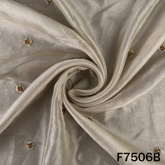 Ivory suit material with subtle sequin zari work