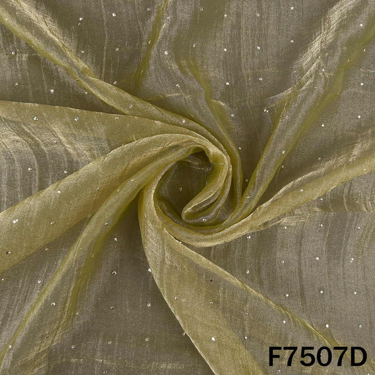 Olive designer crush tissue with scattered sparkle motifs
