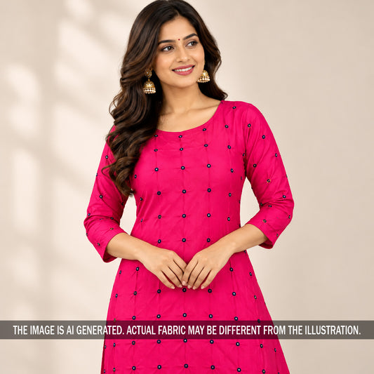 Rani pink Bandhani modal satin suit on model