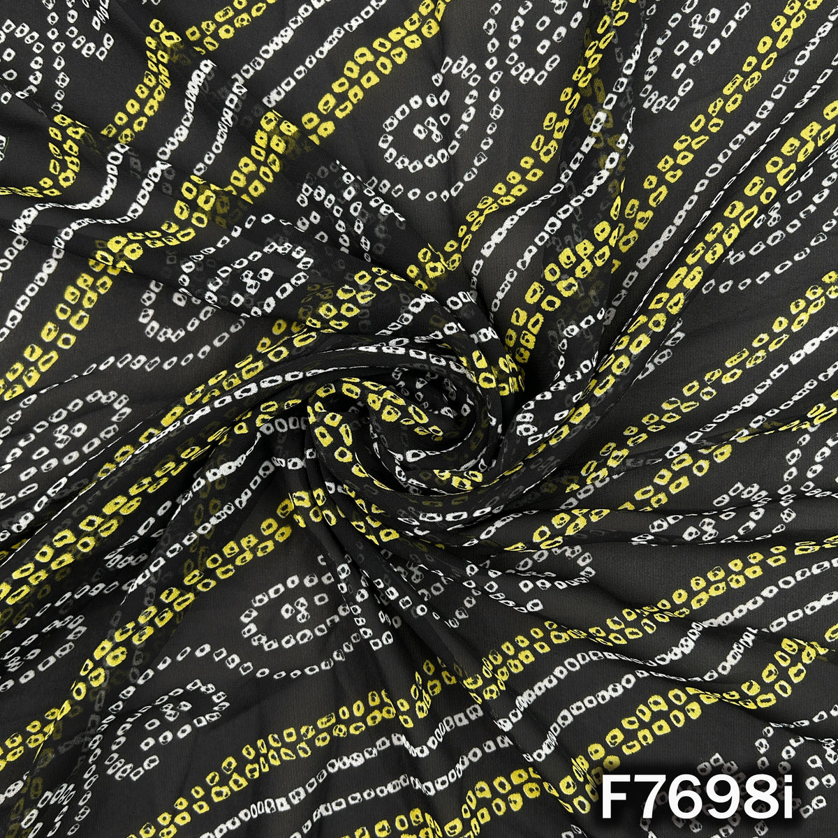 Draped black georgette with traditional Bandhani print