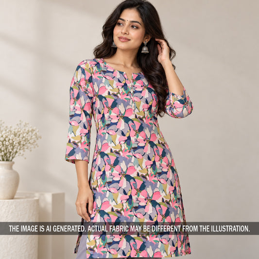 Multicolor floral printed spun kurti on model