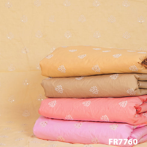 Embroidered Sequins Cambric Cotton Fabric-FR7760
