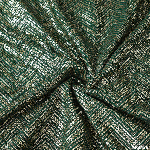 Zig Zag Sequins Chinon Chiffon Fabric -FR3456
