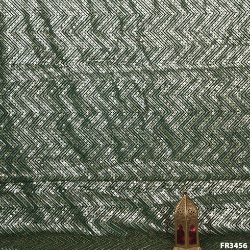 Zig Zag Sequins Chinon Chiffon Fabric -FR3456