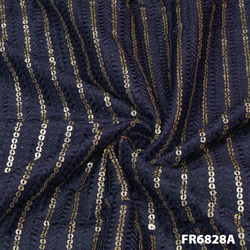 Embroidered Sequins Uppada Silk Fabric-Fr6828