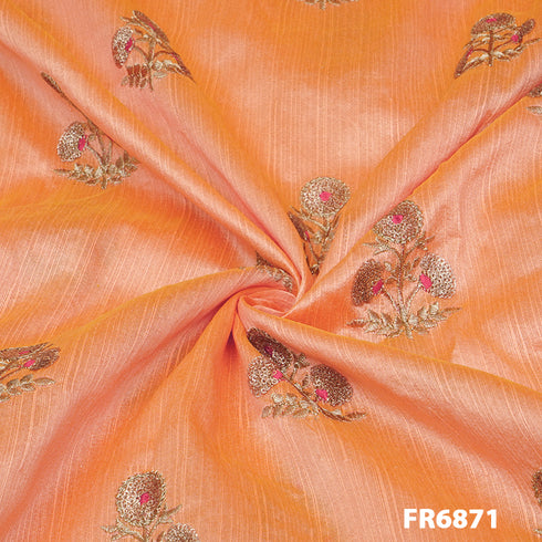Zari Sequins Raw Silk Fabric-Fr6871