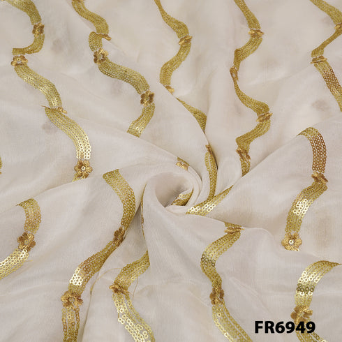 Dyeable Sequins Zari Chiffon Fabric - FR6949
