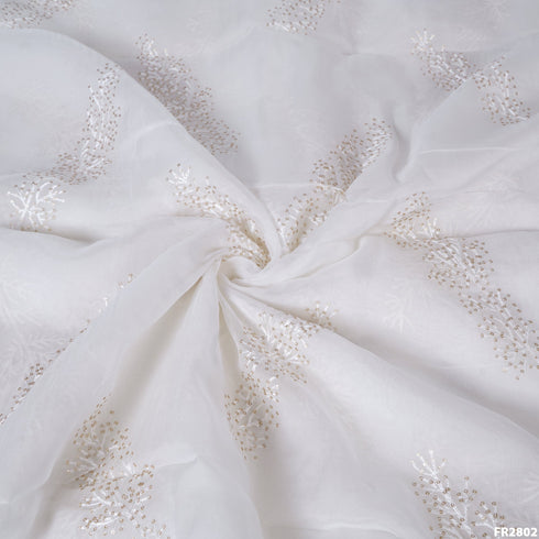 Embroidered Sequins Opara Silk Fabric - FR2802