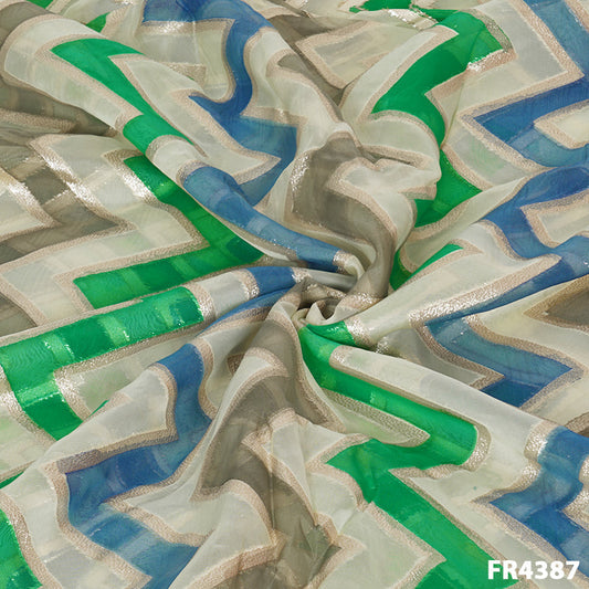 Zari Zig Zag Organza Fabric-FR4387