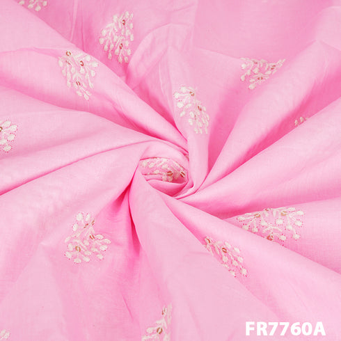 Embroidered Sequins Cambric Cotton Fabric-FR7760