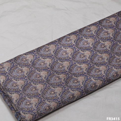 Embroidered Positional Printed Pure Silk Fabric-FR3415
