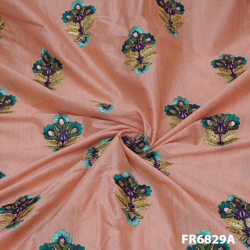 Embroidered Sequins Bamboo Silk Fabric 6829