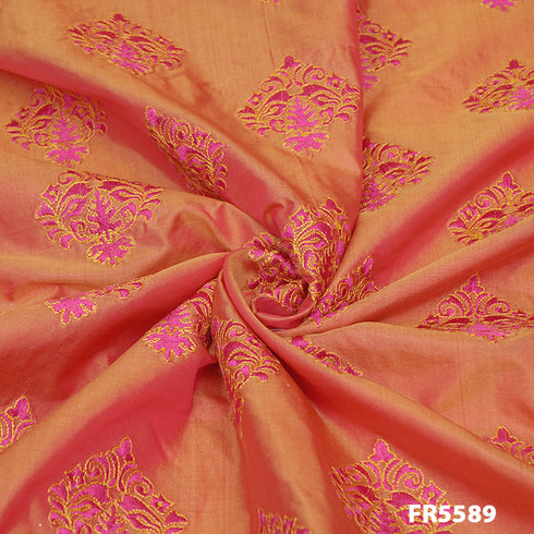 Embroidered Silk Fabric-FR5589