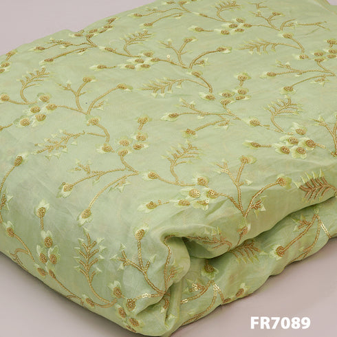 Embroidered Sequins Uppada Silk Fabric-Fr7089