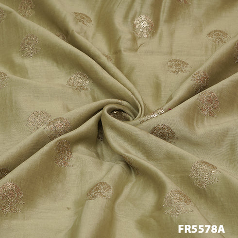 Embroidered Sequins Chanderi Silk Fabric-FR5578