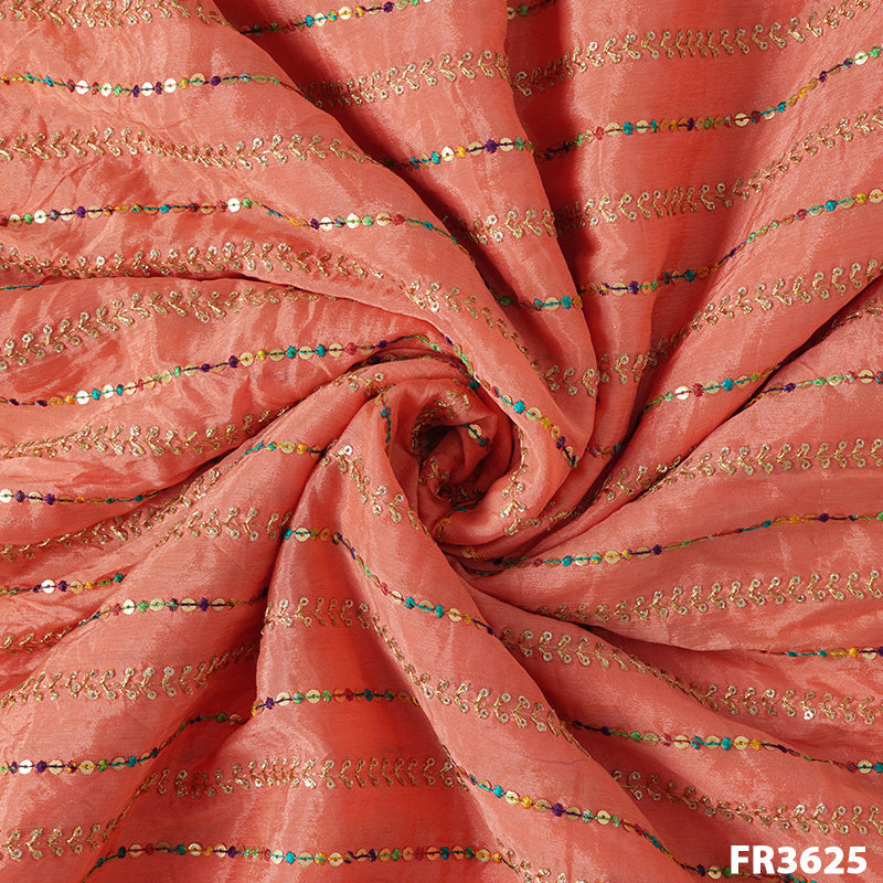 Embroidered Chinnon Chiffon Fabric-FR3625