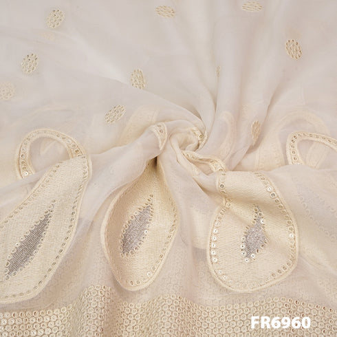 Dyeable Embroidered Sequins Georgette Fabric-FR6960