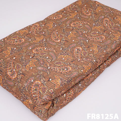 Embroidered Faux Mirror Georgette fabric-FR8125