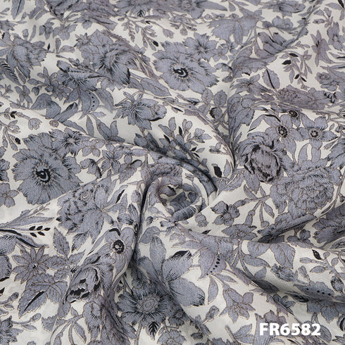 Printed Pure Silk Crepe Fabric-FR6582