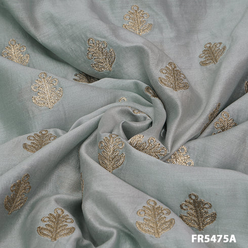 Embroidered Pure Silk Chanderi Fabric-FR5475